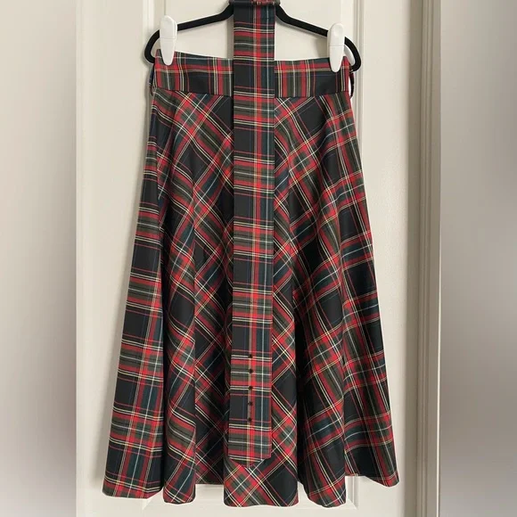 Zara Plaid Midi Skirt Color Black Size Large - Picture 2 of 8